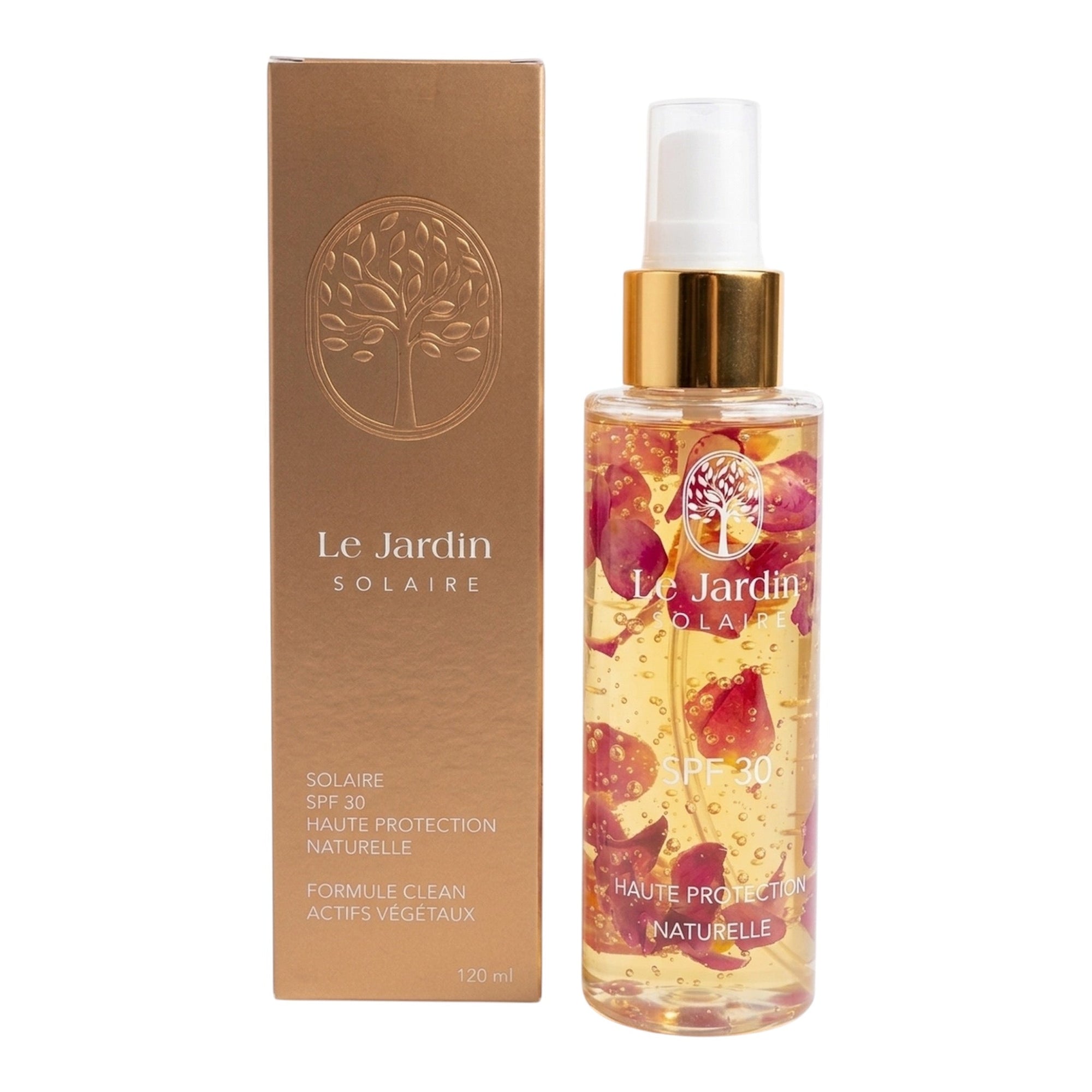 Le Jardin Solaire, Spray SPF30, flacon sable, 120 ml.